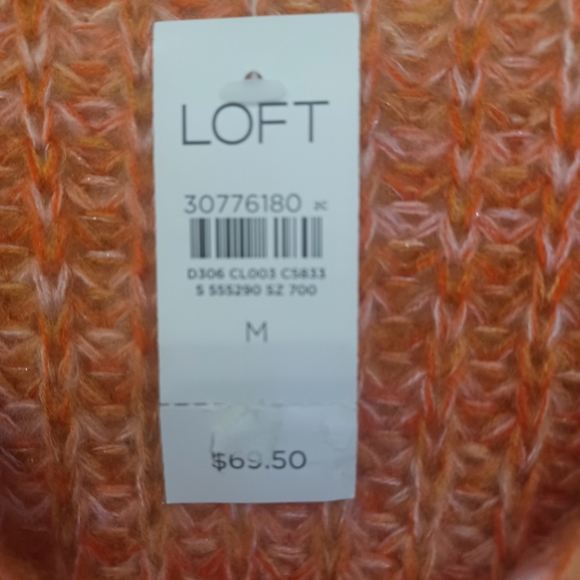LOFT SPACEDYE KNIT V NECK SWEATER SIZE MEDIUM NWT PINK ORANGE  PASTELS - Picture 13 of 15